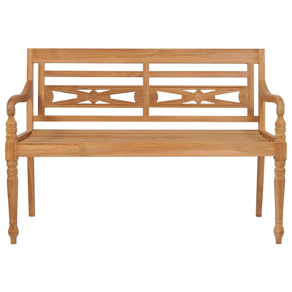 Batavia Bench with Beige Cushion 120 cm Solid Teak Wood