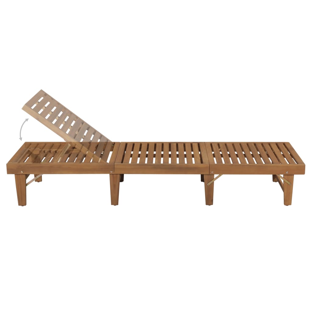 Folding Sun Lounger with Cushion Solid Wood Acacia