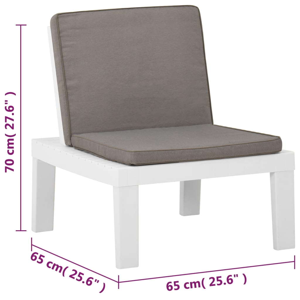 Garden Lounge Chairs with Cushions 2 pcs Plastic White