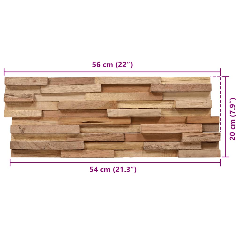 3D Wall Cladding Panels 10 pcs 1.08 m² Solid Teak Wood