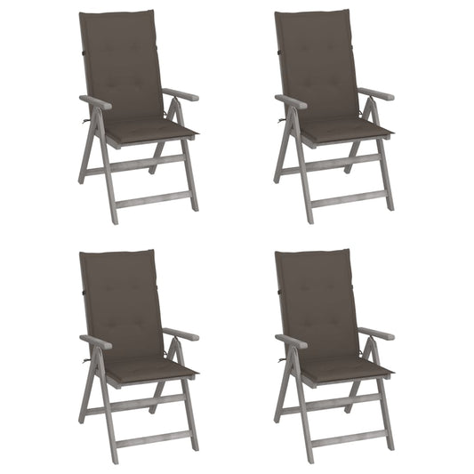 Garden Reclining Chairs 4 pcs with Cushions Solid Wood Acacia