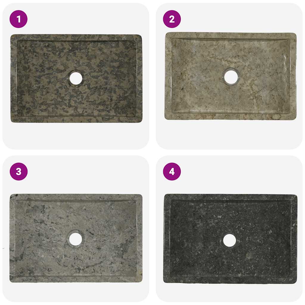 Sink 45x30x12 cm Marble High Gloss Grey