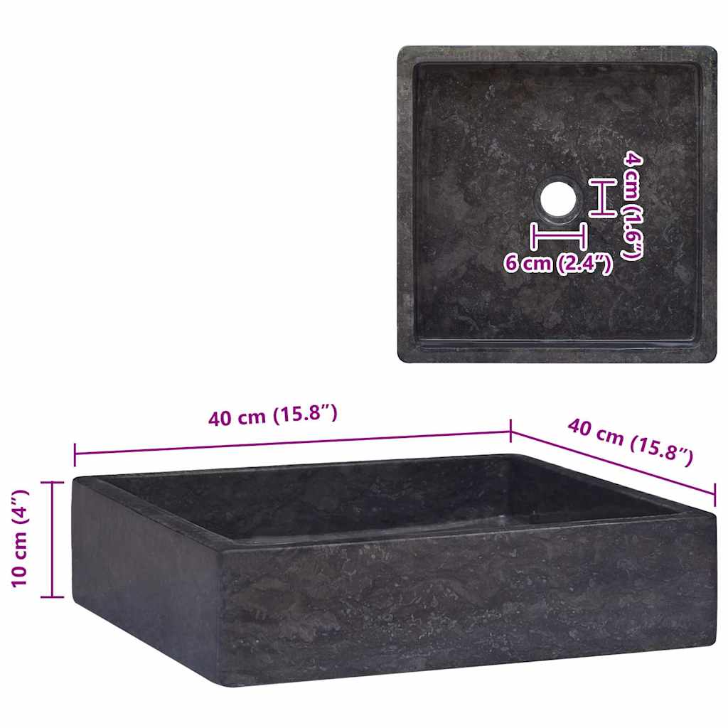 Sink Black 40x40x10 cm Marble