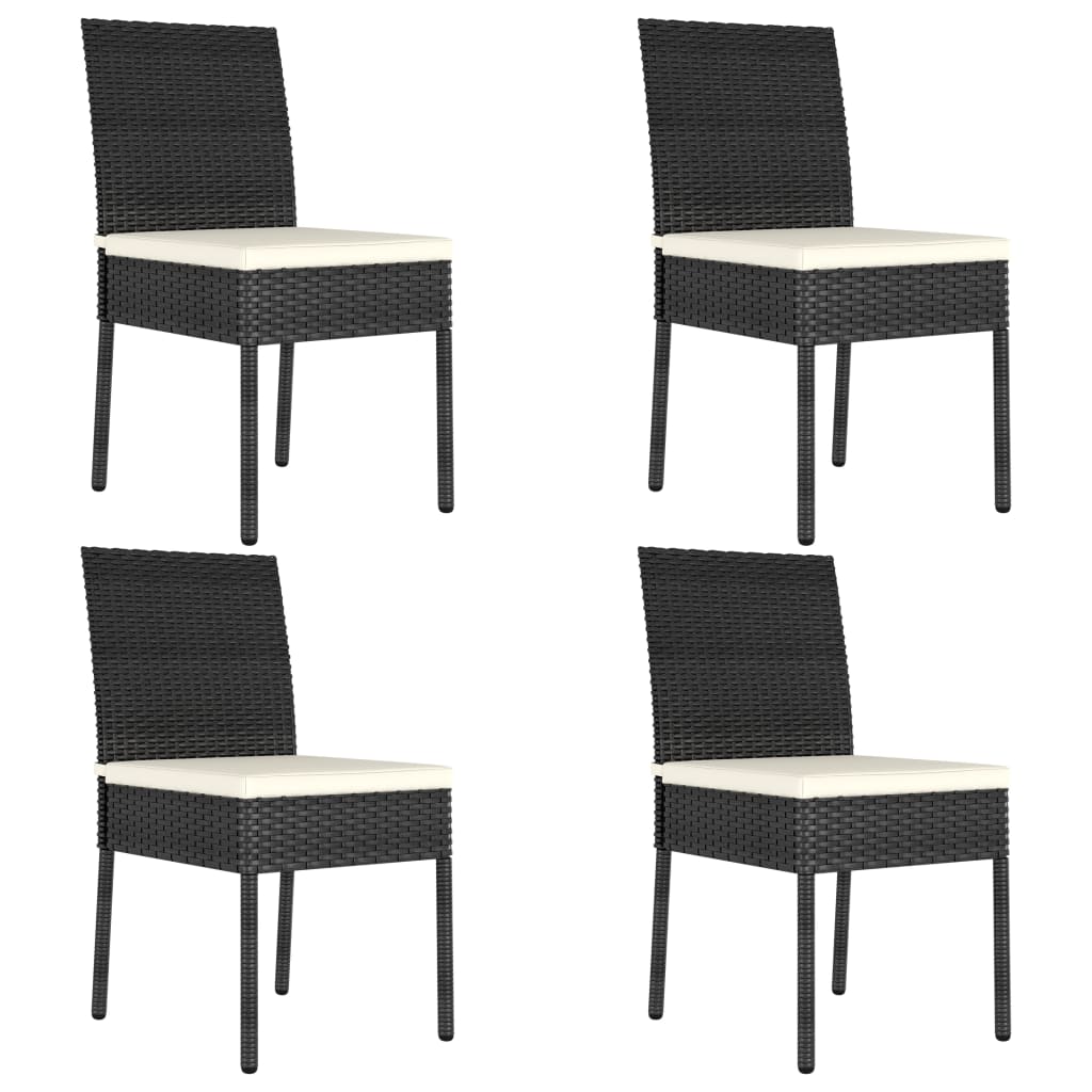 5 Piece Garden Dining Set Poly Rattan Black