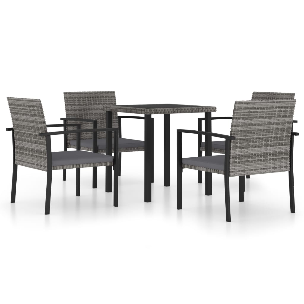 5 Piece Garden Dining Set Poly Rattan Grey