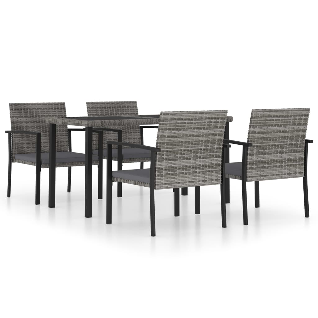 5 Piece Garden Dining Set Poly Rattan Grey