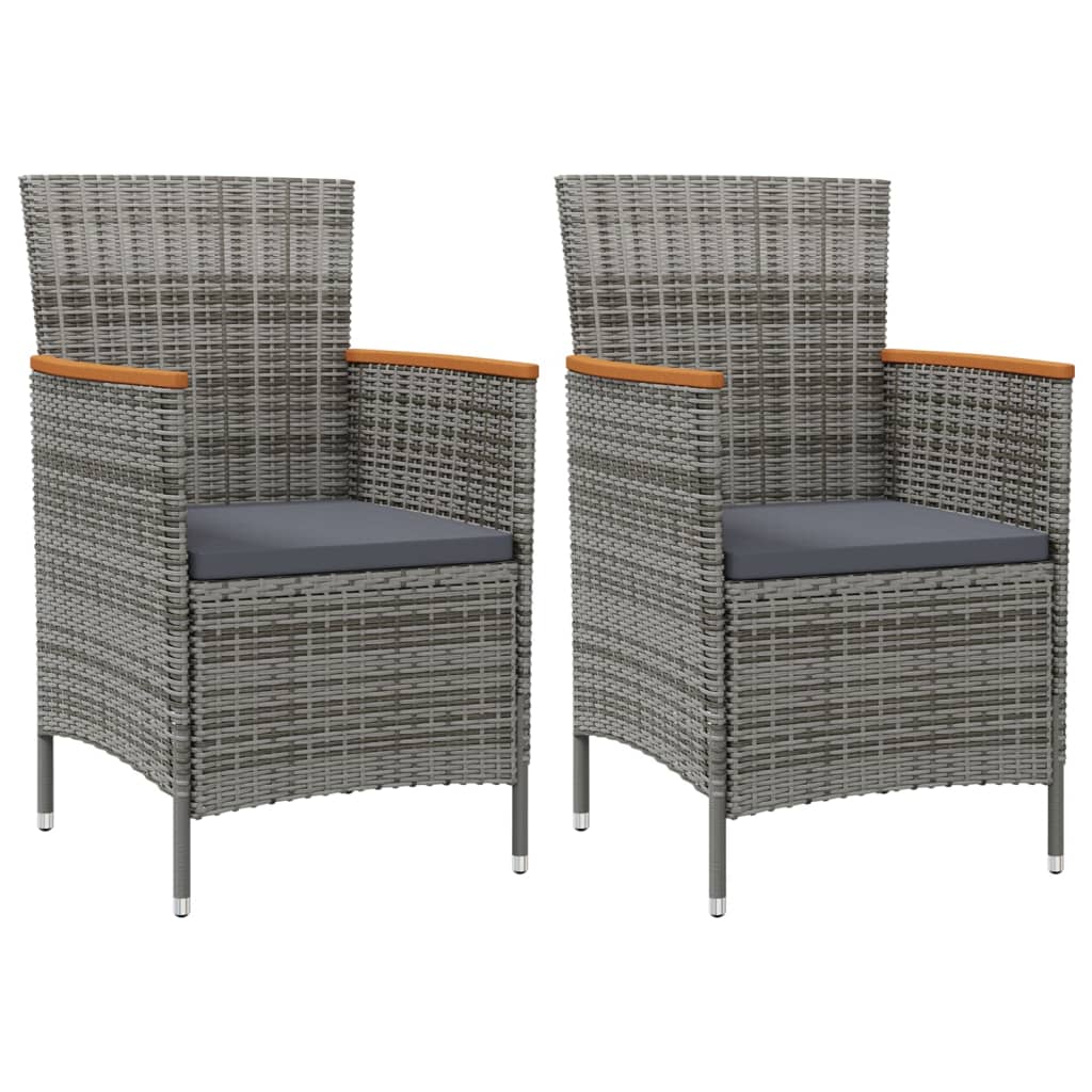 Garden Dining Chairs 2 pcs Poly Rattan Grey