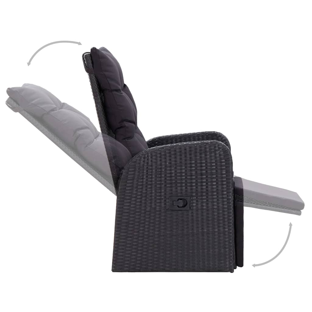 3 Piece Garden Dining Set Black