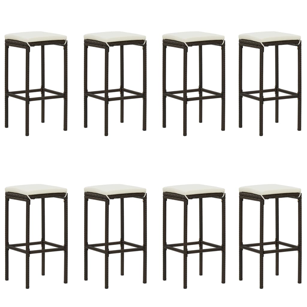 9 Piece Garden Bar Set with Cushions Brown