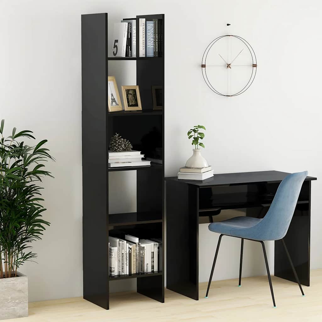 Book Cabinet High Gloss Black 40x35x180 cm Engineered Wood