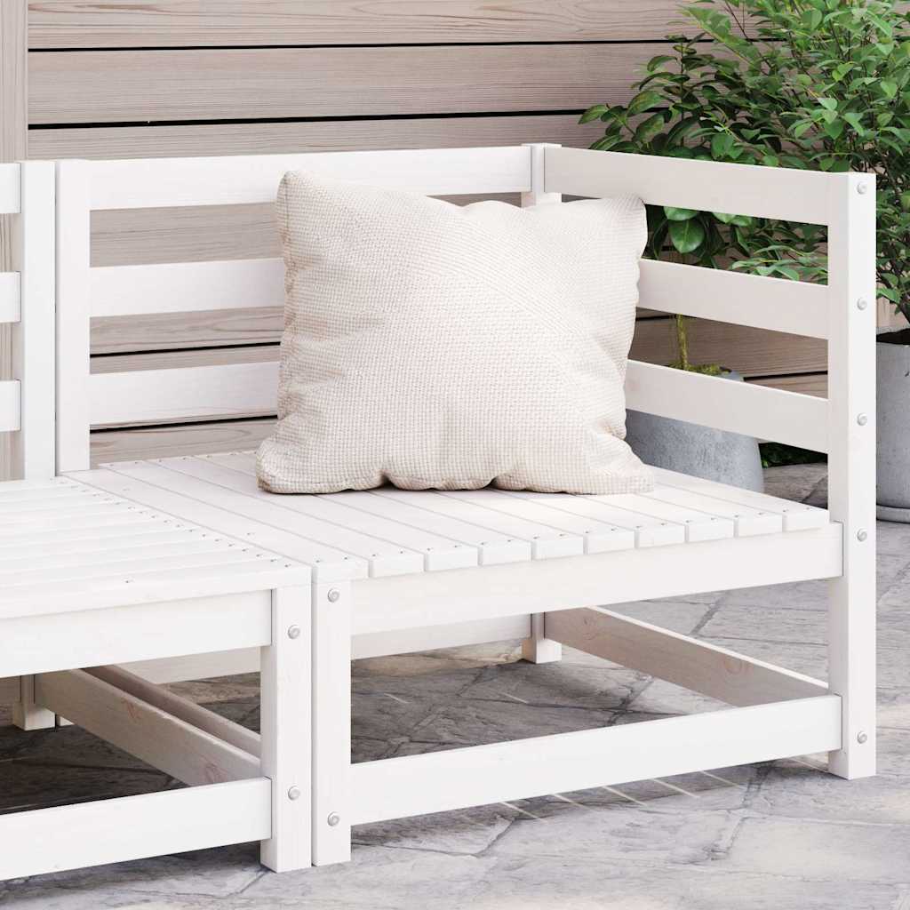 Garden Corner Sofa White Solid Pinewood