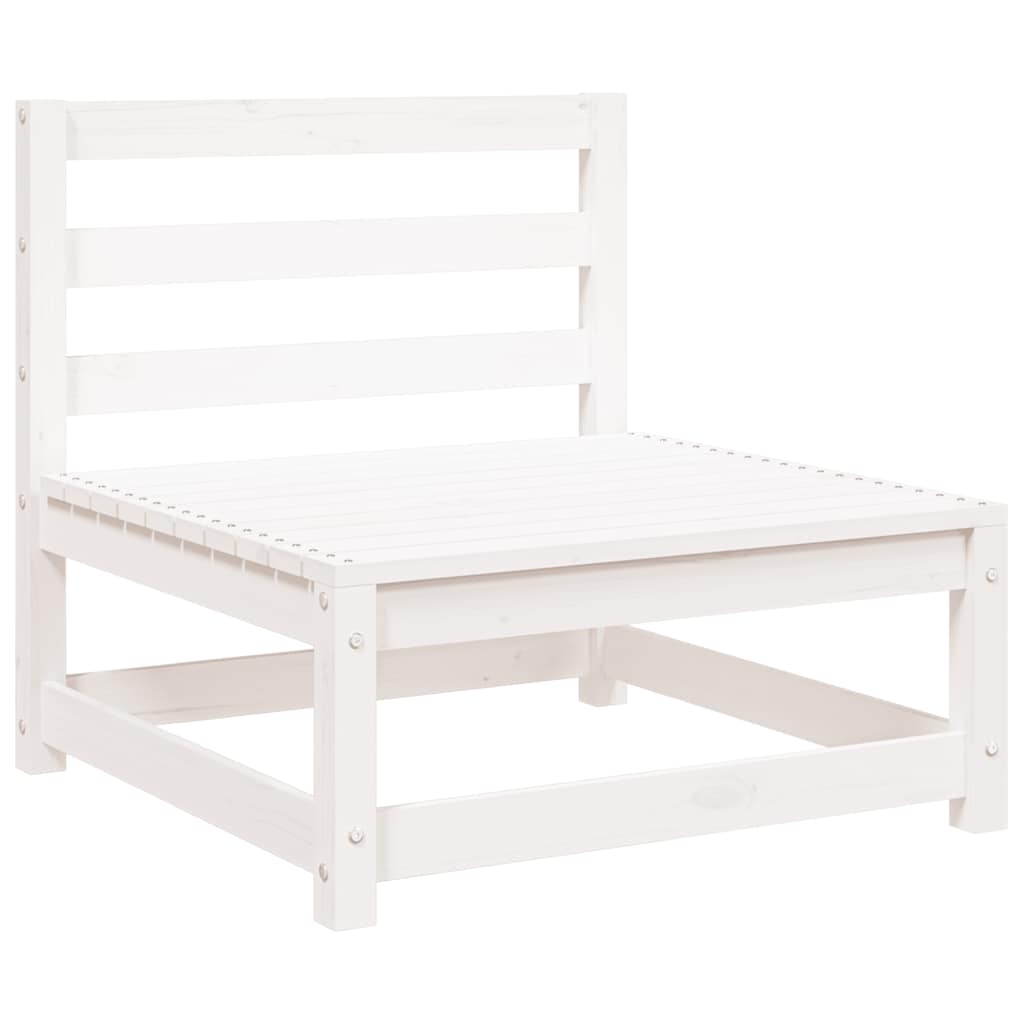 Garden Middle Sofa White Solid Pinewood