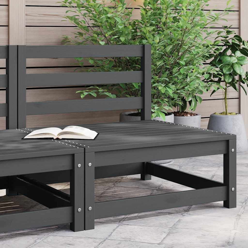 Garden Middle Sofa Grey Solid Pinewood