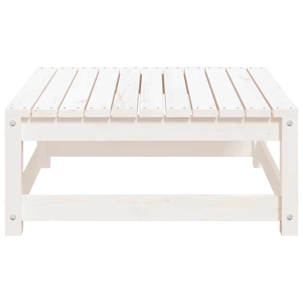 Garden Footstool 70x70x30 cm White Solid Pinewood