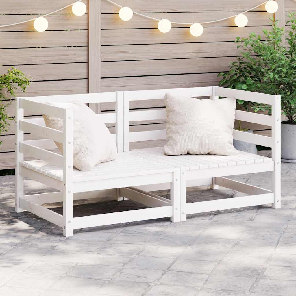 Garden Corner Sofas 2 pcs White Solid Pinewood