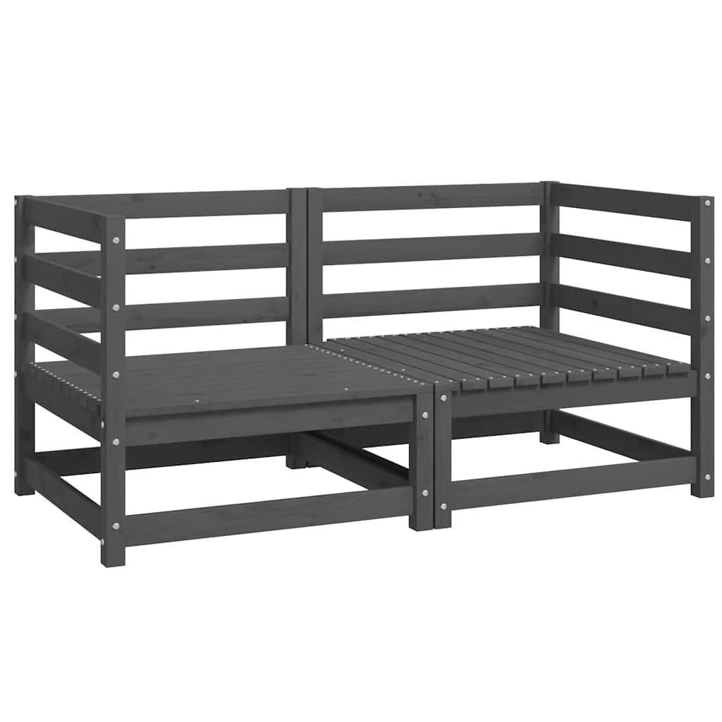Garden Corner Sofas 2 pcs Grey Solid Pinewood
