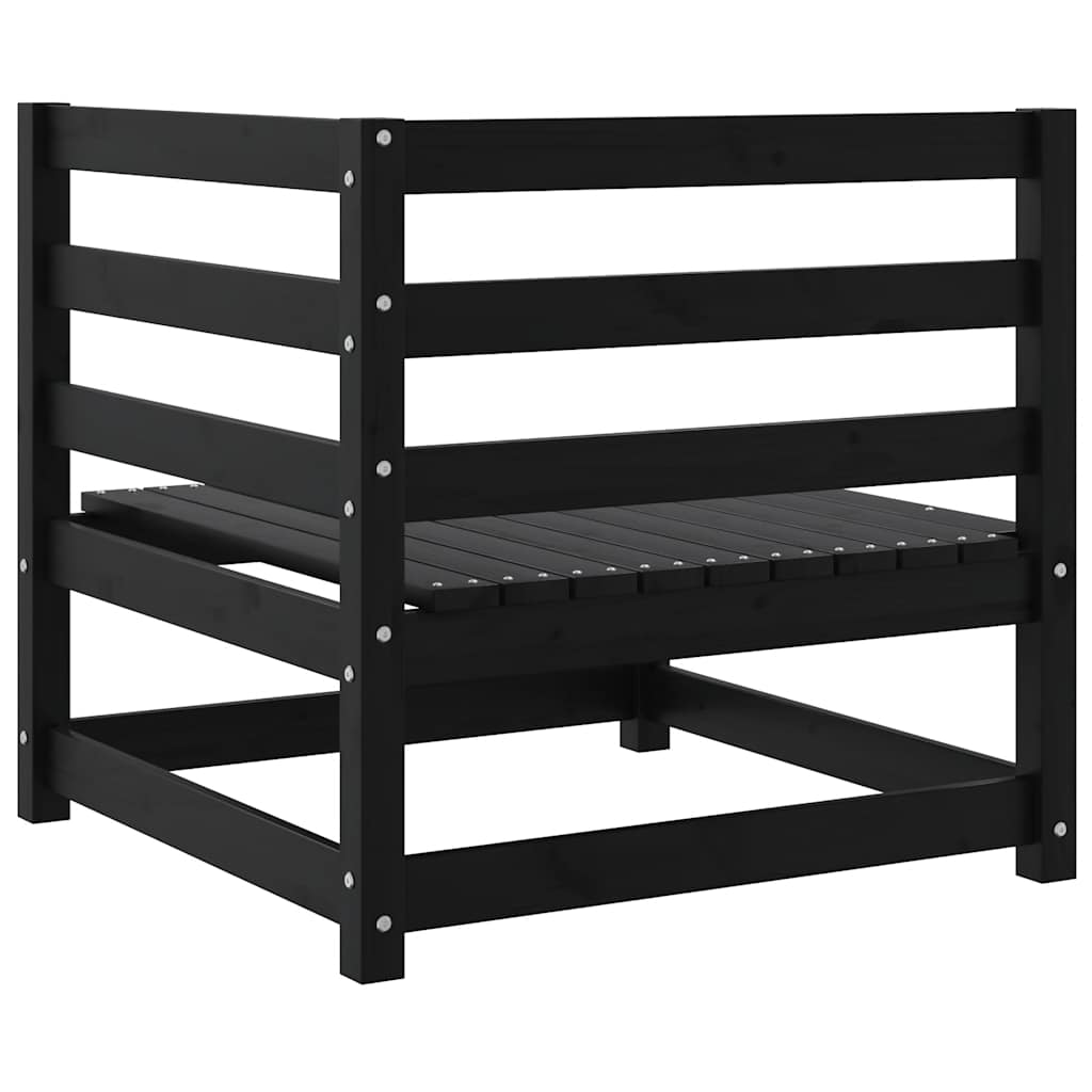 Garden Corner Sofas 2 pcs Black Solid Pinewood