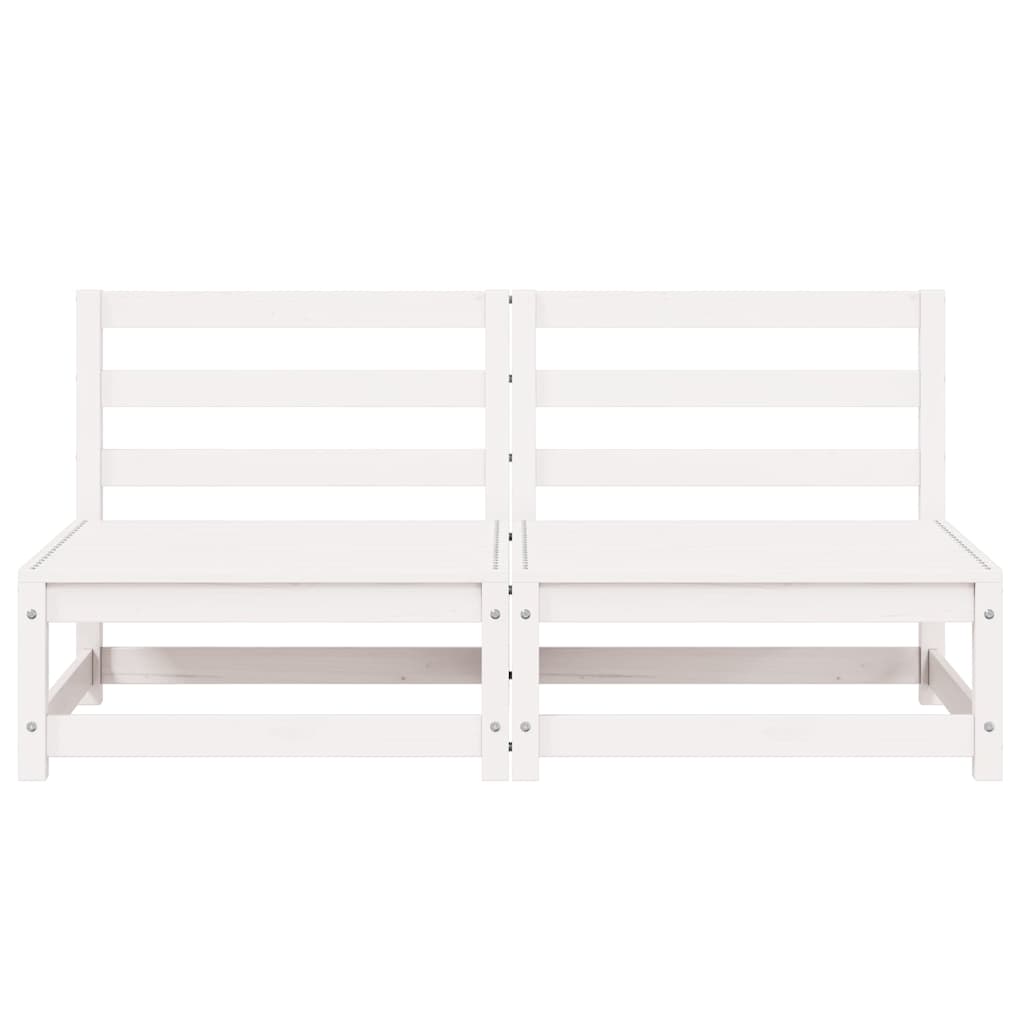 Garden Middle Sofas 2 pcs White Solid Pinewood