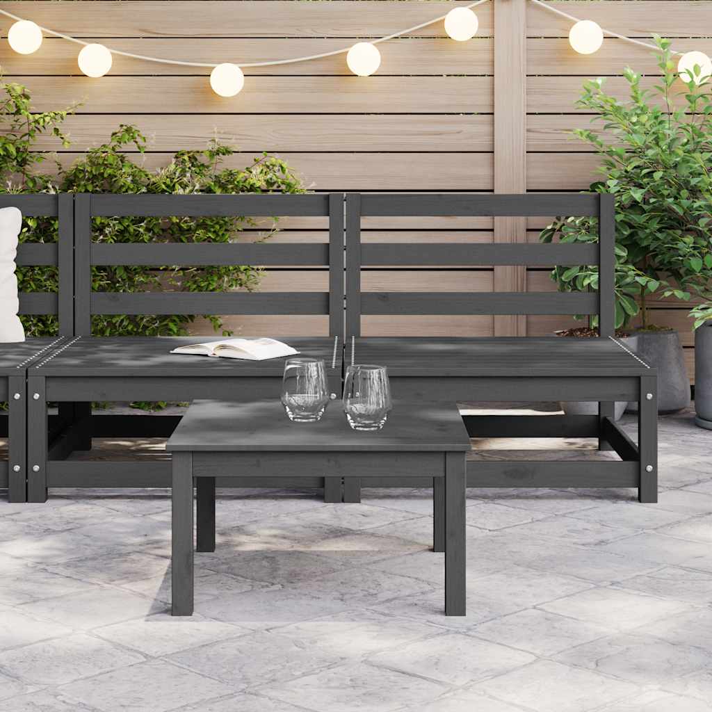 Garden Middle Sofas 2 pcs Grey Solid Pinewood