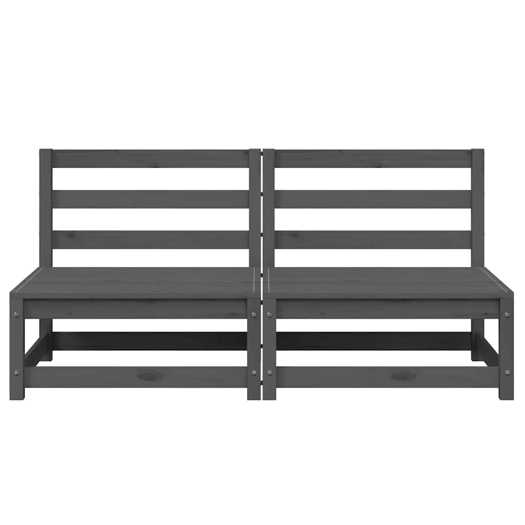 Garden Middle Sofas 2 pcs Grey Solid Pinewood