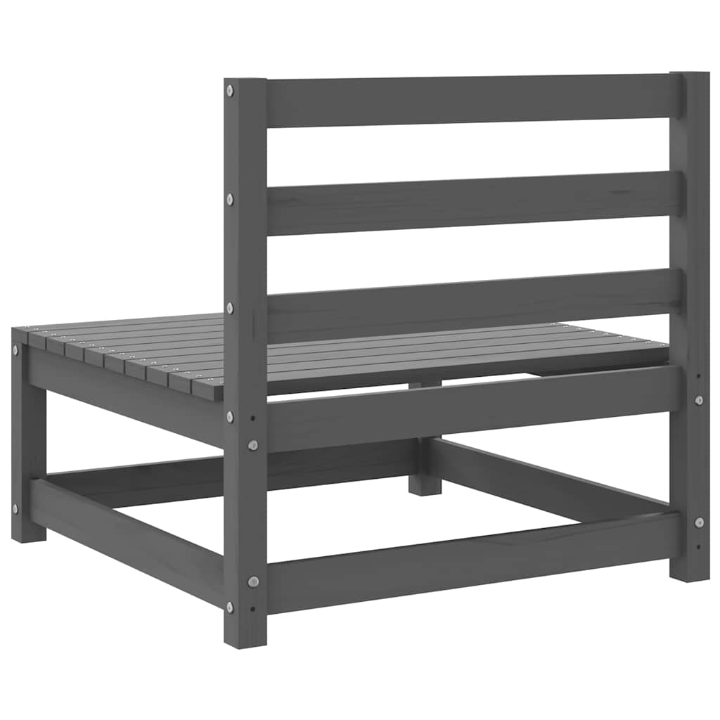 Garden Middle Sofas 2 pcs Grey Solid Pinewood