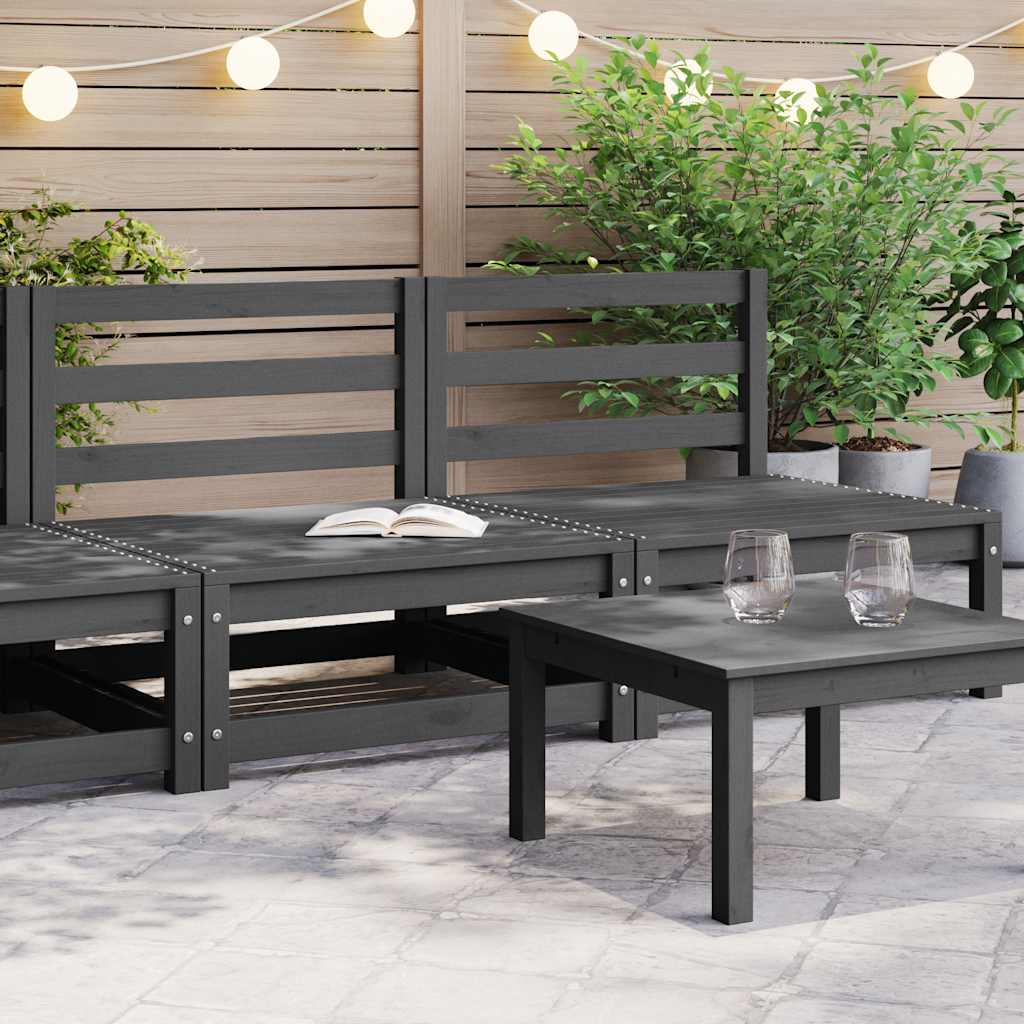 Garden Middle Sofas 2 pcs Grey Solid Pinewood