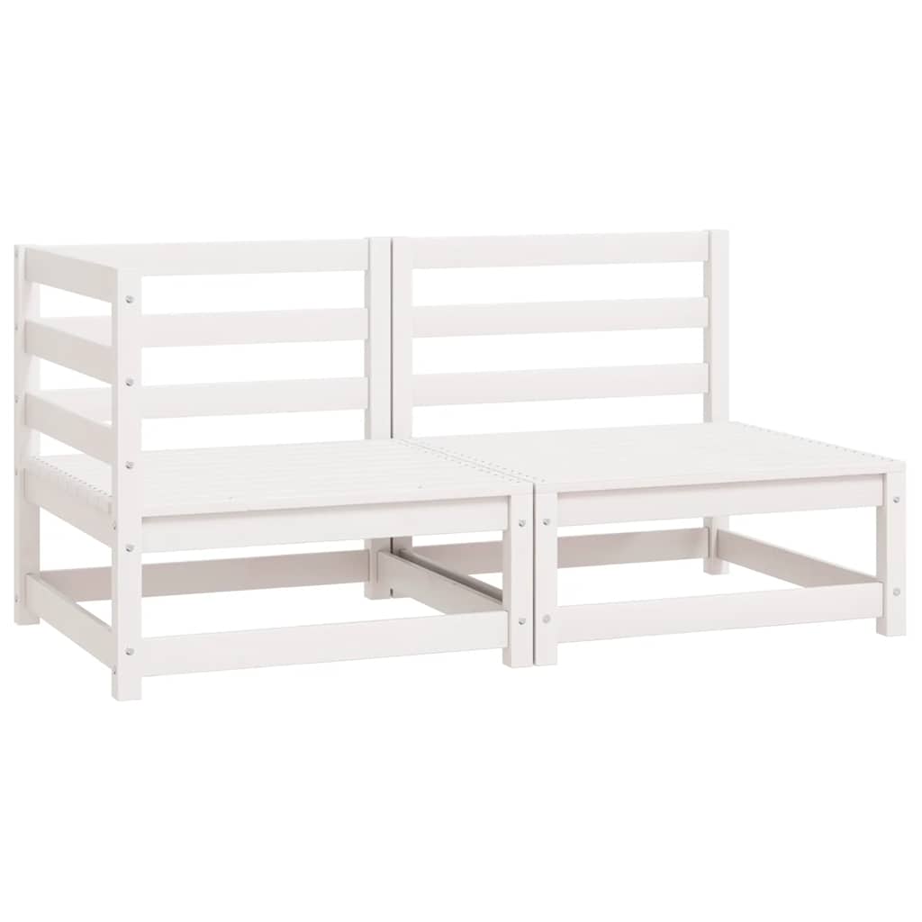2 Piece Garden Lounge Set White Solid Pinewood