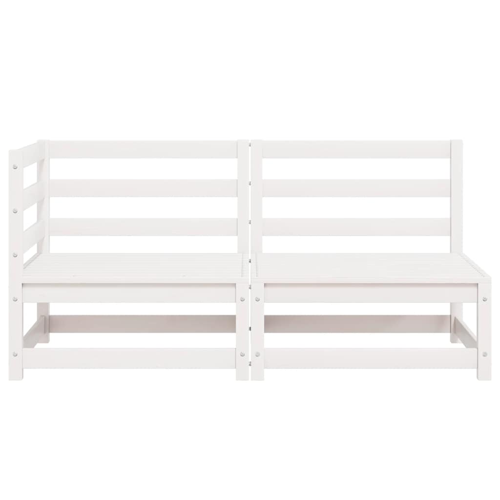 2 Piece Garden Lounge Set White Solid Pinewood
