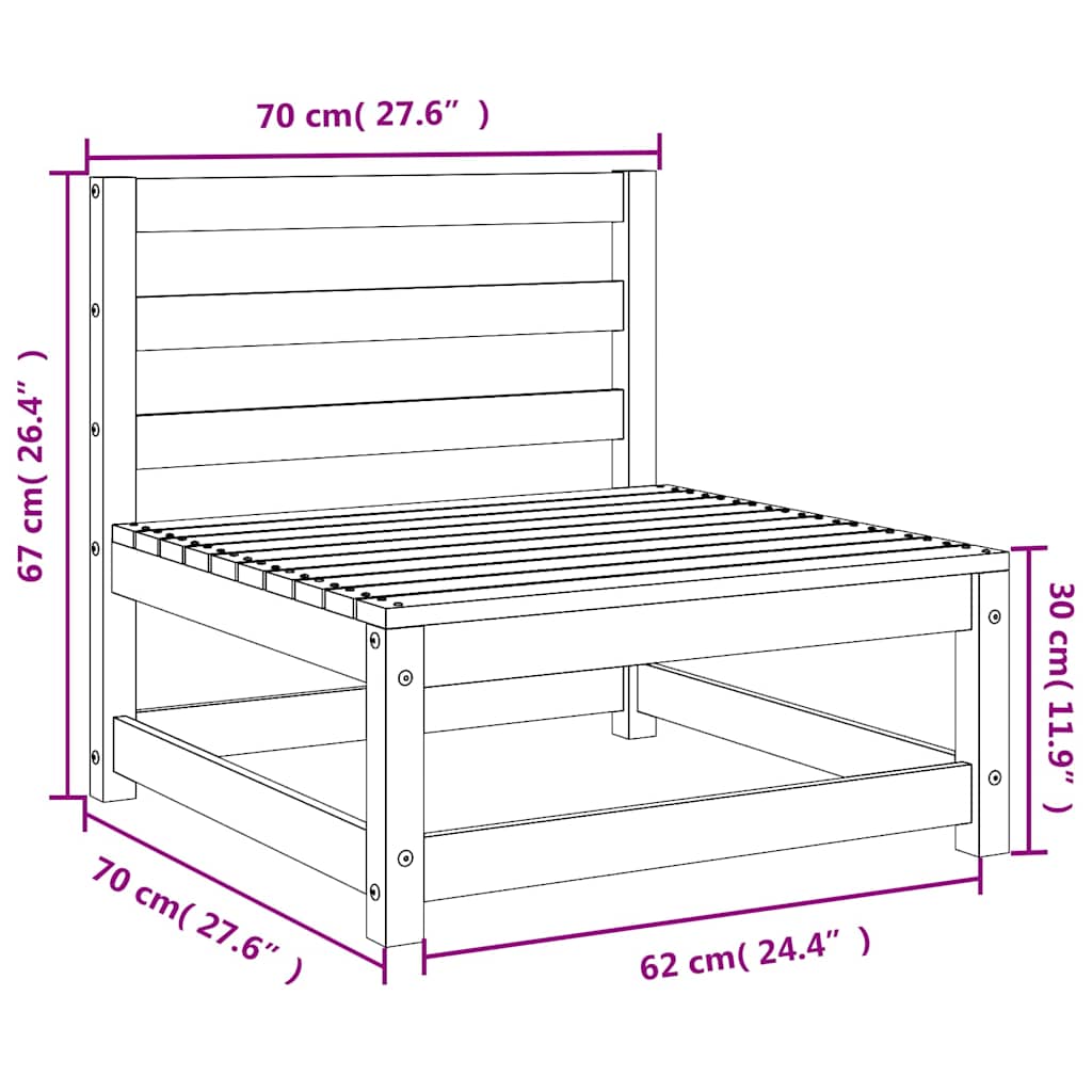 2 Piece Garden Lounge Set White Solid Pinewood