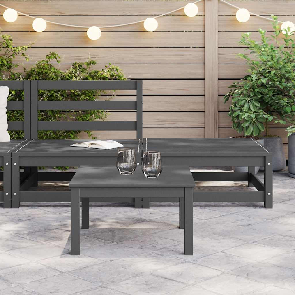 2 Piece Garden Lounge Set Grey Solid Pinewood