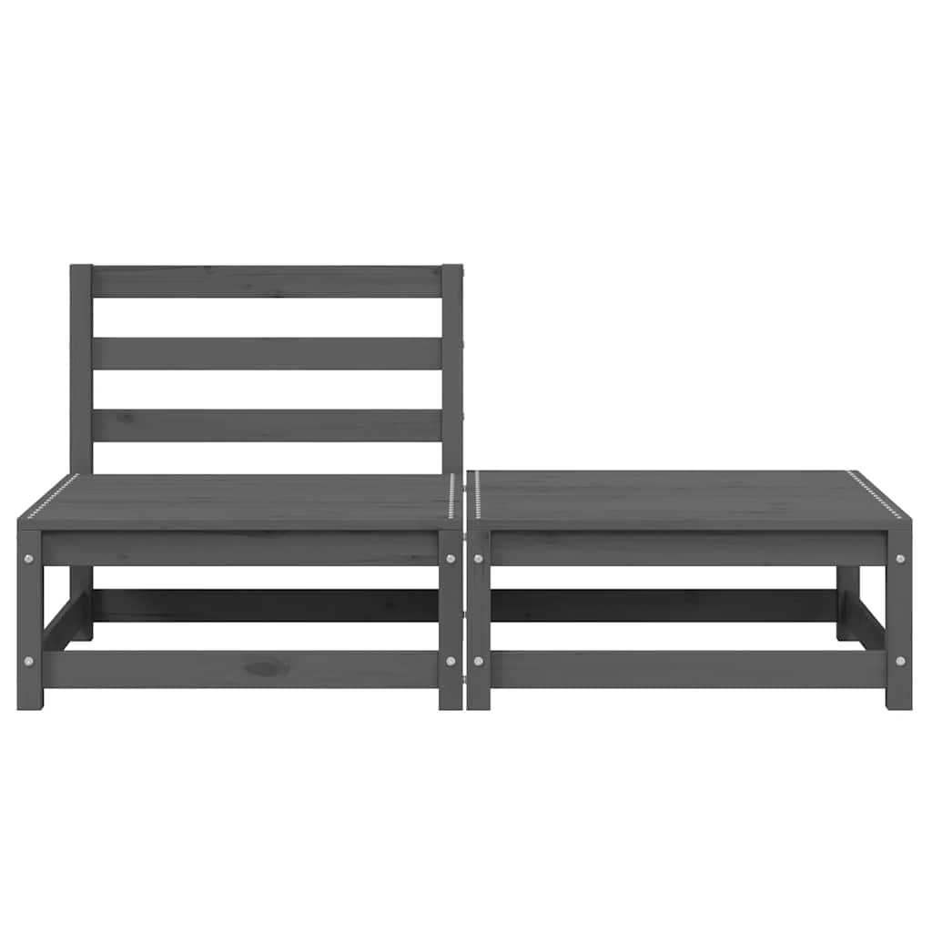 2 Piece Garden Lounge Set Grey Solid Pinewood