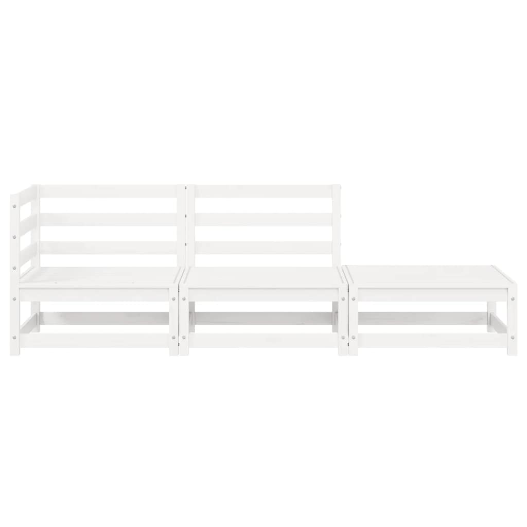 3 Piece Garden Lounge Set White Solid Pinewood