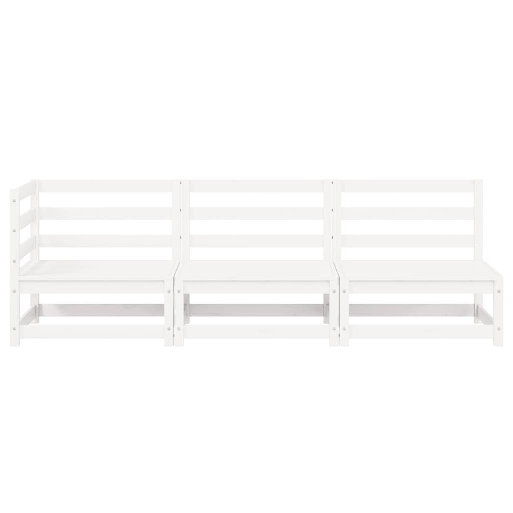 3 Piece Garden Lounge Set White Solid Pinewood