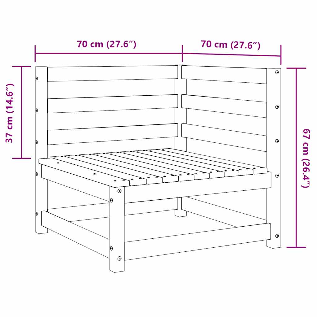 3 Piece Garden Lounge Set White Solid Pinewood