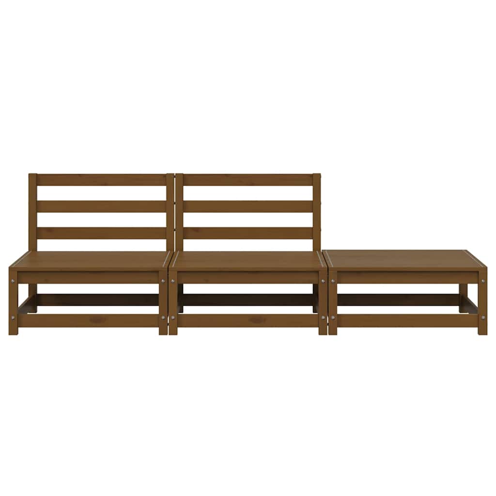 3 Piece Garden Lounge Set Honey Brown Solid Pinewood