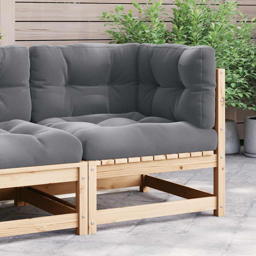 Garden Corner Sofa with Grey Cushions Solid Pinewood