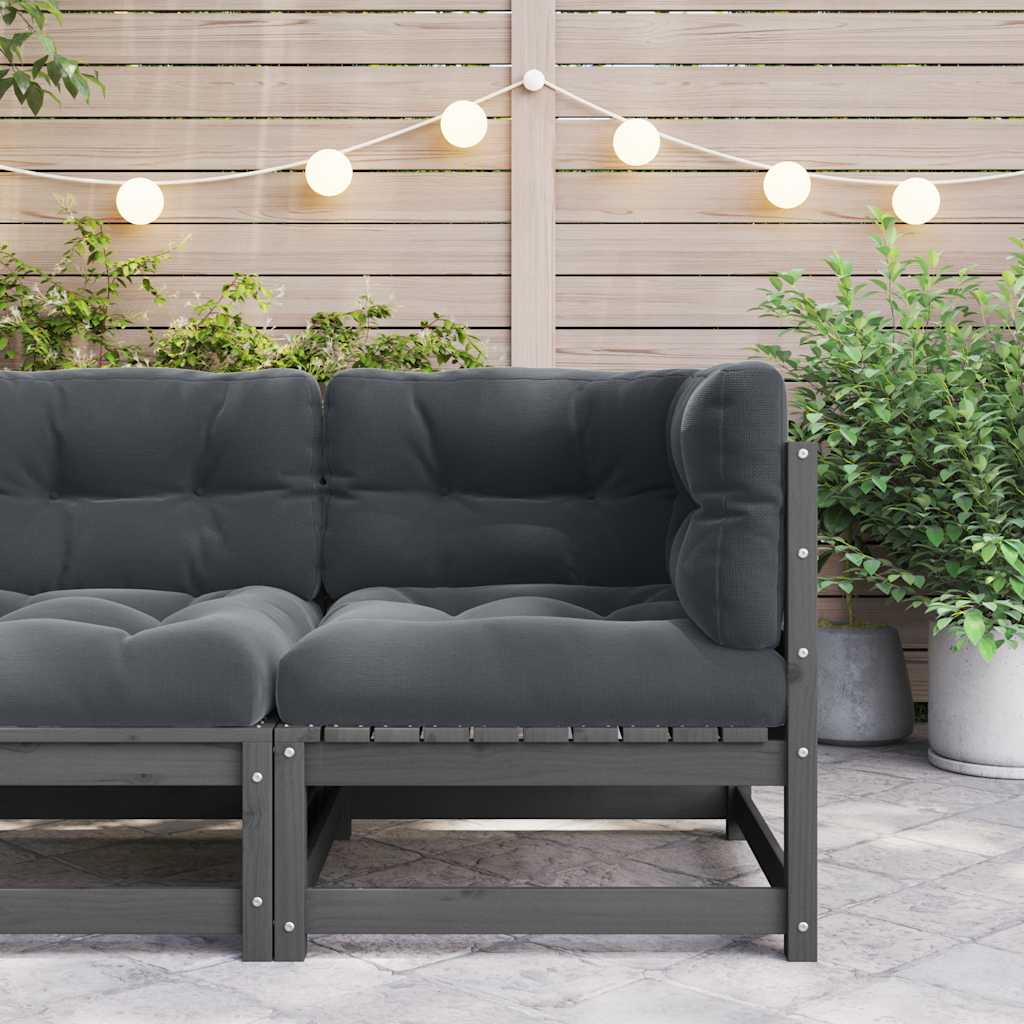 Garden Corner Sofa with Anthracite Cushions Solid Pinewood