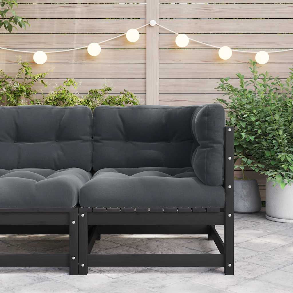 Garden Corner Sofa with Anthracite Cushions Solid Pinewood