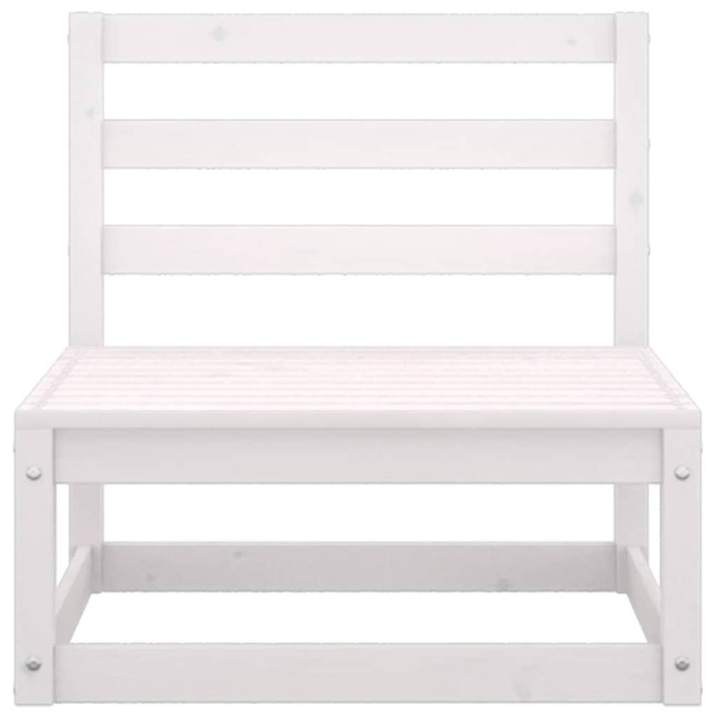 Garden Middle Sofa with Anthracite Cushions White Solid Pinewood