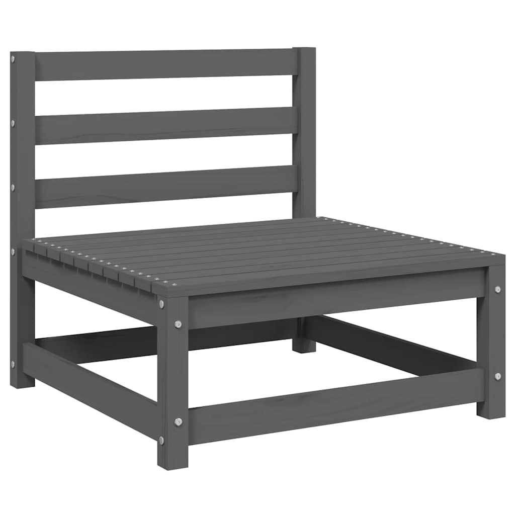 Garden Middle Sofa with Anthracite Cushions Grey Solid Pinewood