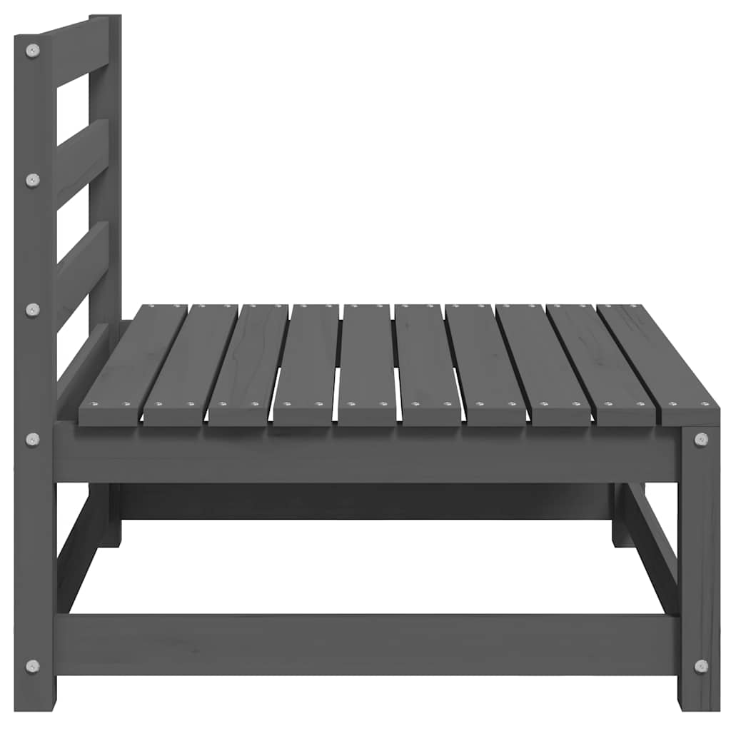 Garden Middle Sofa with Anthracite Cushions Grey Solid Pinewood