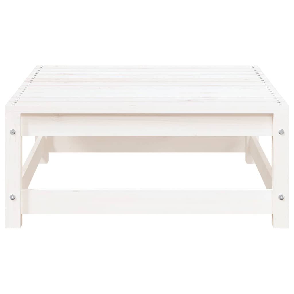 Garden Footstool with Cushion White Solid Pinewood
