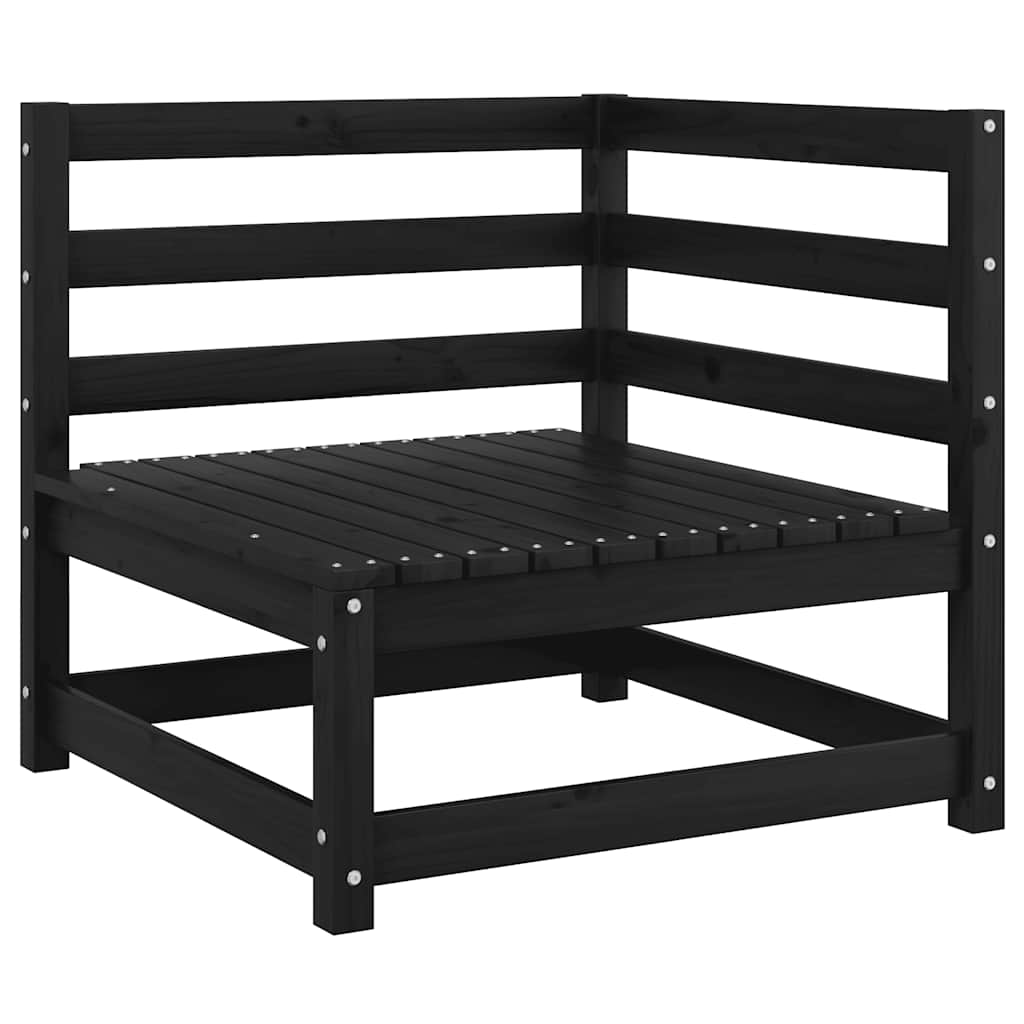 Garden 2-Seater Sofa with Cushions Black Solid Pinewood