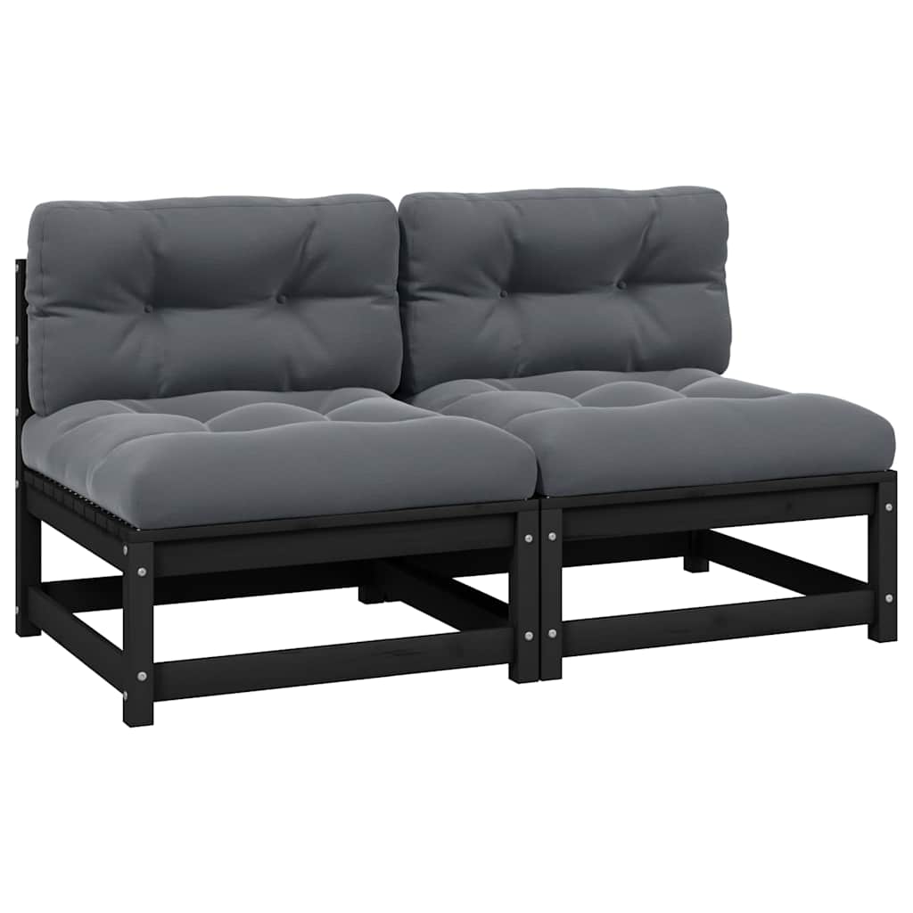 Garden Middle Sofas with Anthracite Cushions 2 pcs Solid Pinewood