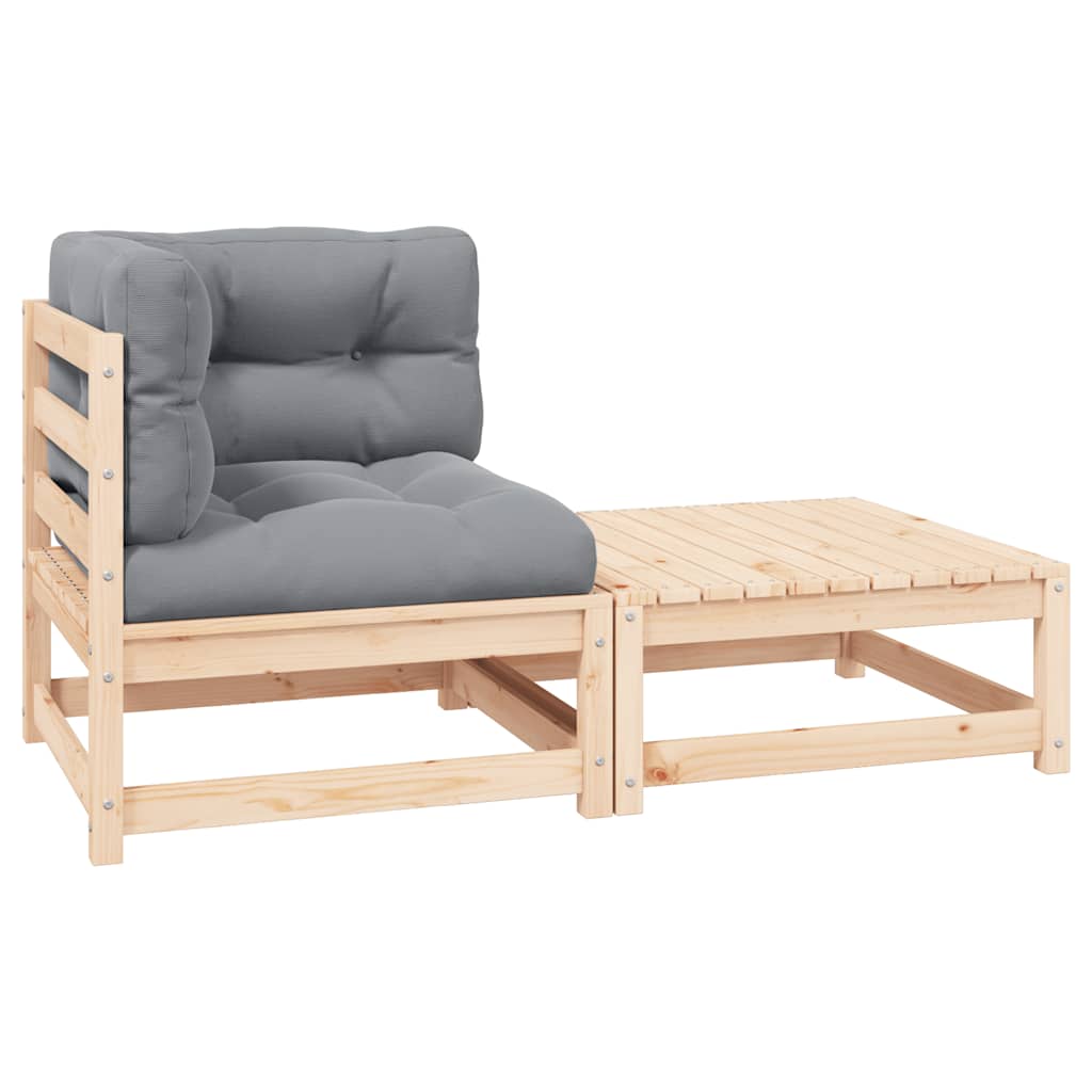 2 Piece Garden Lounge Set with Cushions Solid Pinewood