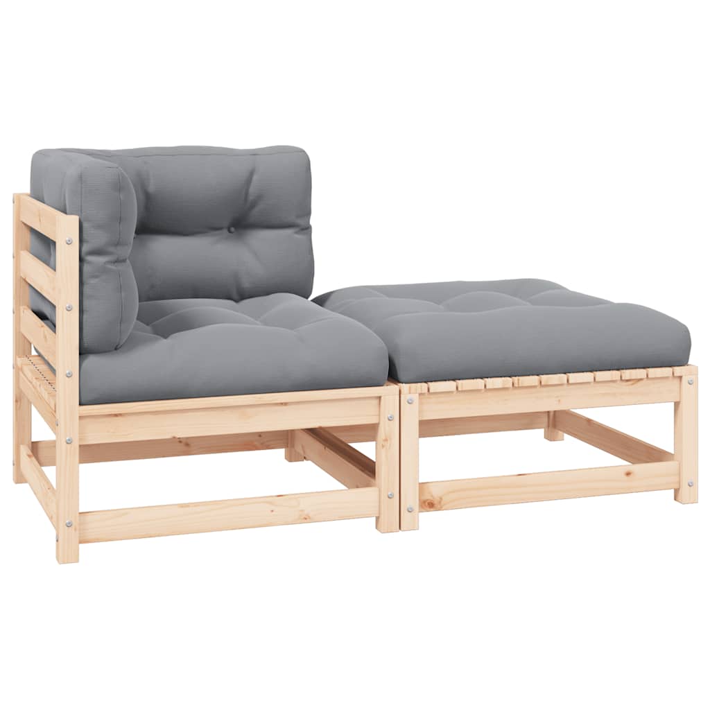 2 Piece Garden Lounge Set with Cushions Solid Pinewood