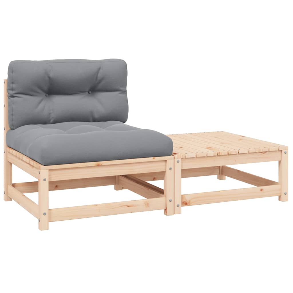 2 Piece Garden Lounge Set with Cushions Solid Pinewood