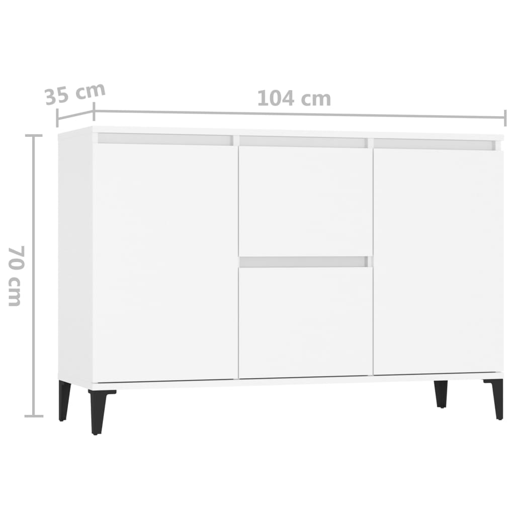 Sideboard White 102x35x70 cm Engineered Wood