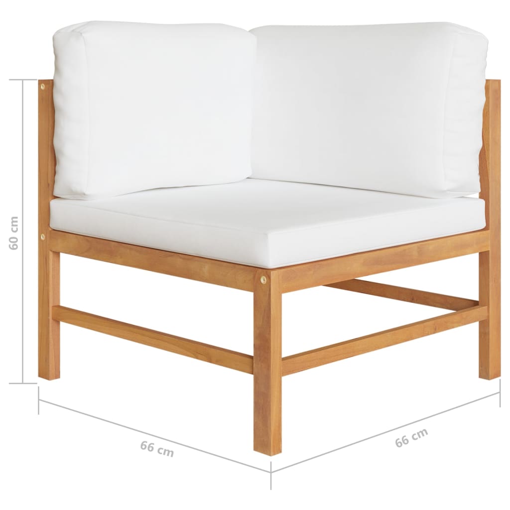 2-seater Garden Bench with Cream Cushions Solid Teak Wood