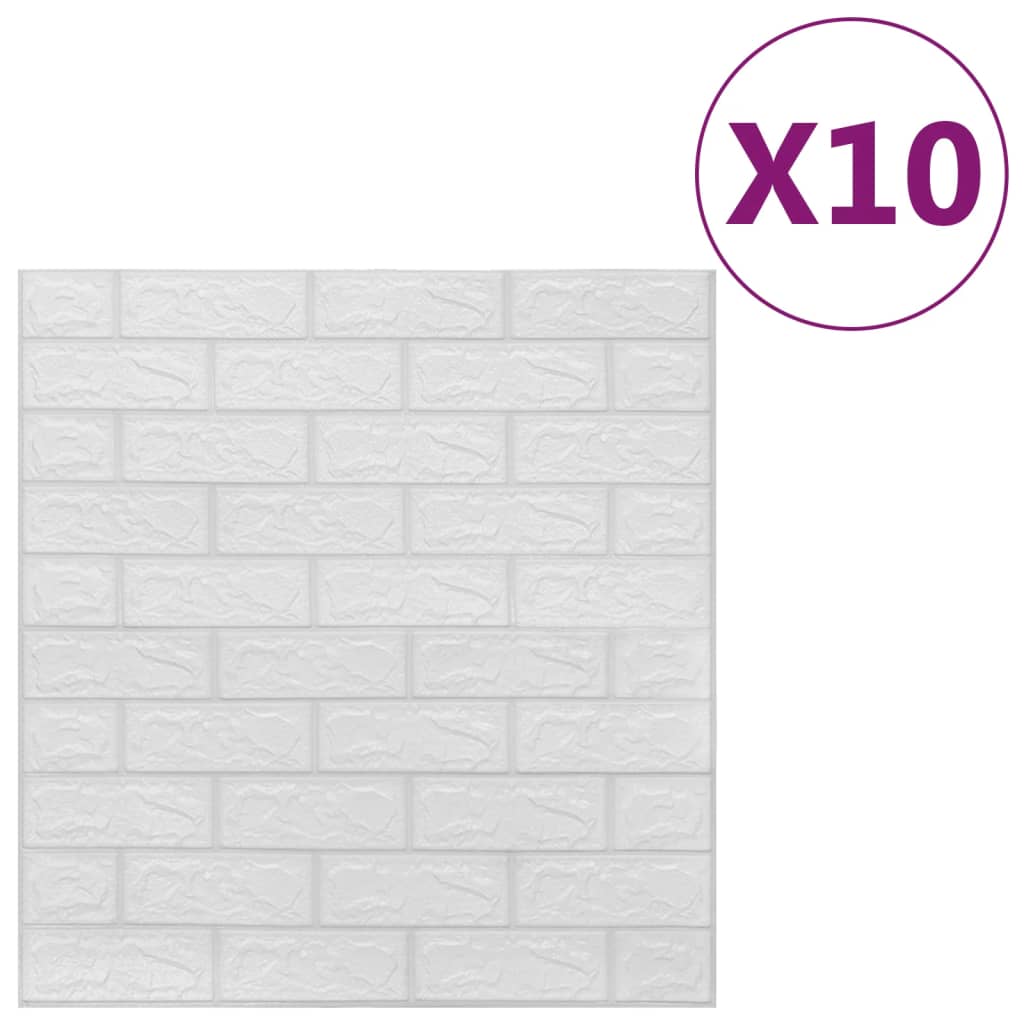 3D Wallpaper Bricks Self-adhesive 10 pcs White